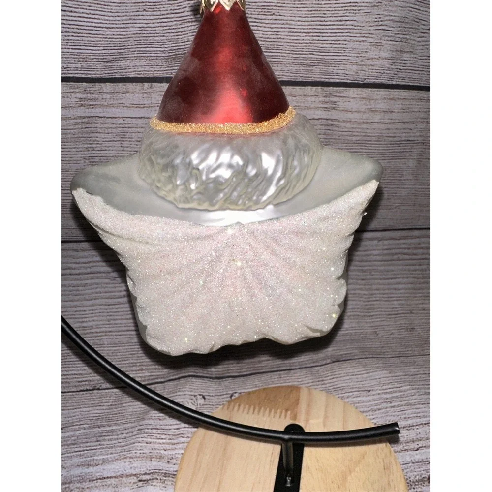 Kurt S. Adler Ornament Santa Claus Star Face Polonaise Glass Seasonal Decoration